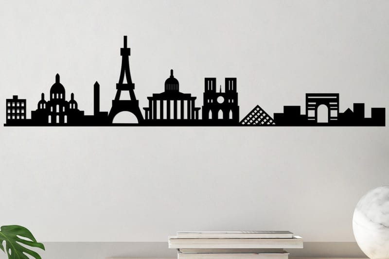 Paris Skyline Väggdekor, Svart