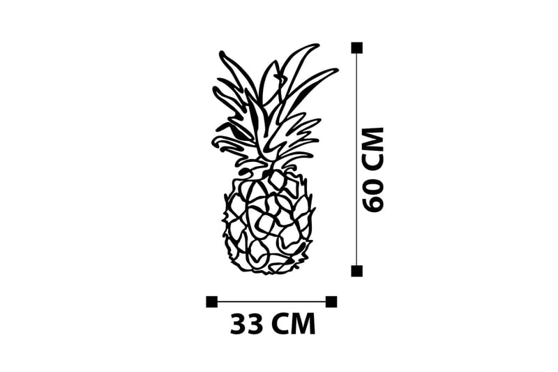 PINEAPPLE Väggdekor Svart - Plåtskylt