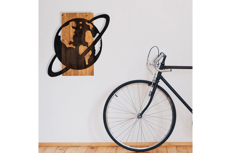 Planet Wooden Accessory Väggdekor - Svart/Valnöt - Inredning & dekor - Väggdekor - Skyltar - Plåtskylt