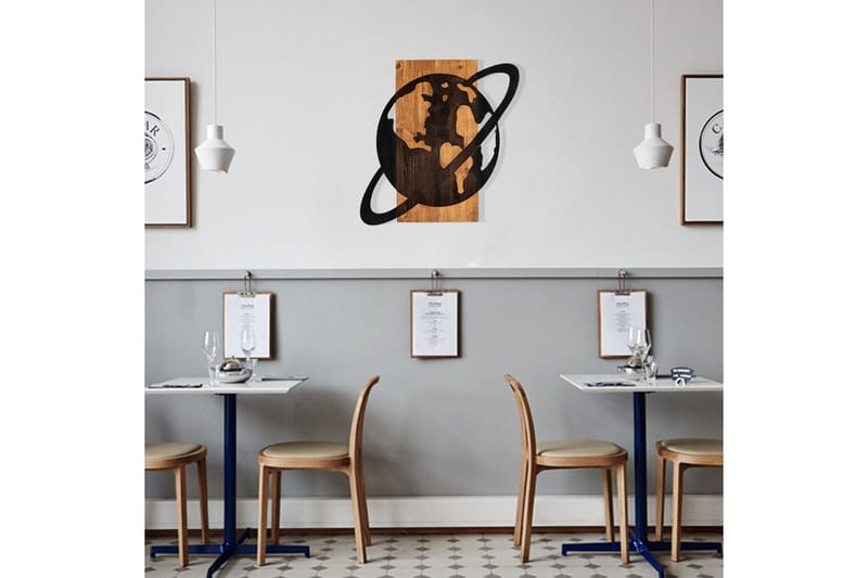 Planet Wooden Accessory Väggdekor - Svart/Valnöt - Inredning & dekor - Väggdekor - Skyltar - Plåtskylt