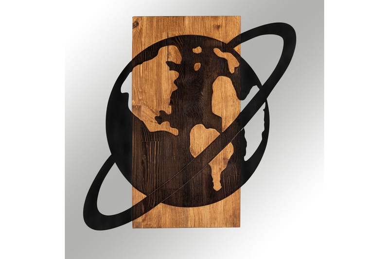 Planet Wooden Accessory Väggdekor - Svart/Valnöt - Inredning & dekor - Väggdekor - Skyltar - Plåtskylt
