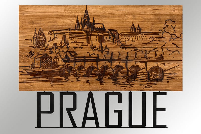 Prague Väggdekor - Svart/Valnöt - Inredning & dekor - Väggdekor - Skyltar - Plåtskylt