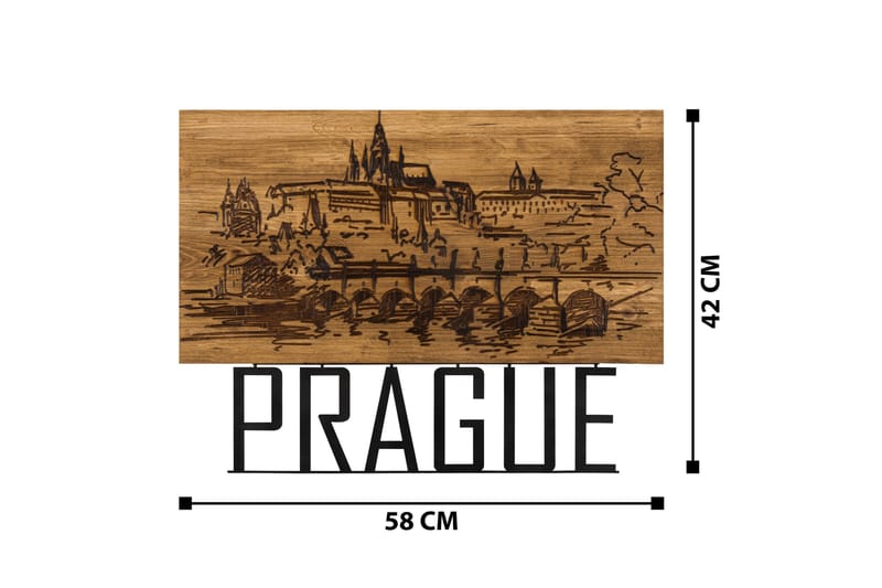 Prague Väggdekor - Svart/Valnöt - Inredning & dekor - Väggdekor - Skyltar - Plåtskylt
