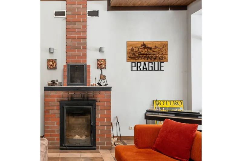 Prague Väggdekor - Svart/Valnöt - Inredning & dekor - Väggdekor - Skyltar - Plåtskylt