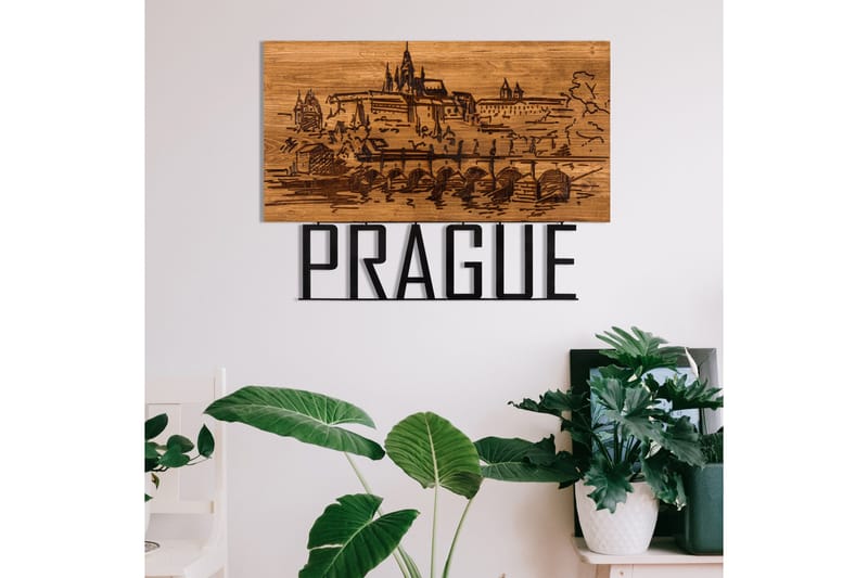 Prague Väggdekor - Svart/Valnöt - Inredning & dekor - Väggdekor - Skyltar - Plåtskylt