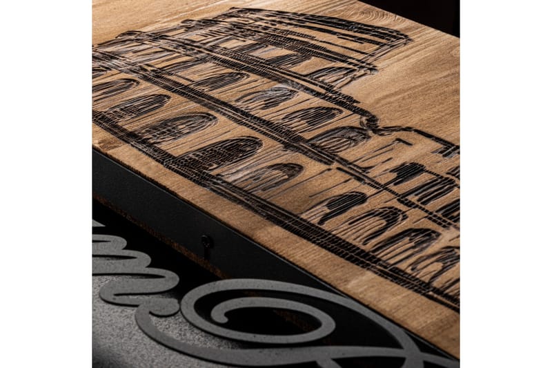 Rome Väggdekor - Svart/Valnöt - Inredning & dekor - Väggdekor - Skyltar - Plåtskylt