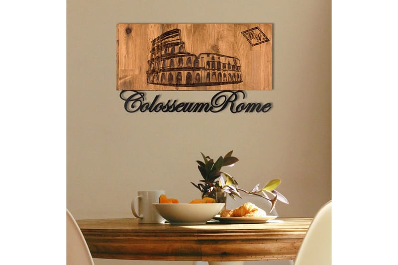 Rome Väggdekor - Svart/Valnöt - Inredning & dekor - Väggdekor - Skyltar - Plåtskylt