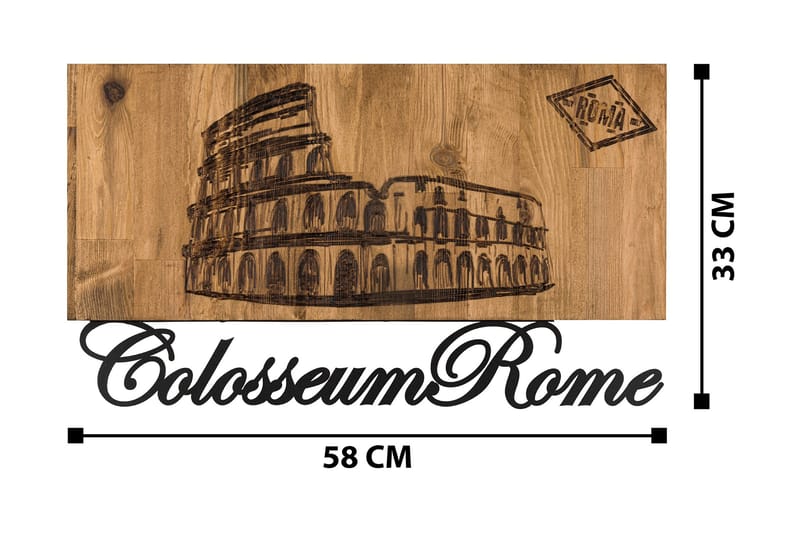 Rome Väggdekor - Svart/Valnöt - Inredning & dekor - Väggdekor - Skyltar - Plåtskylt