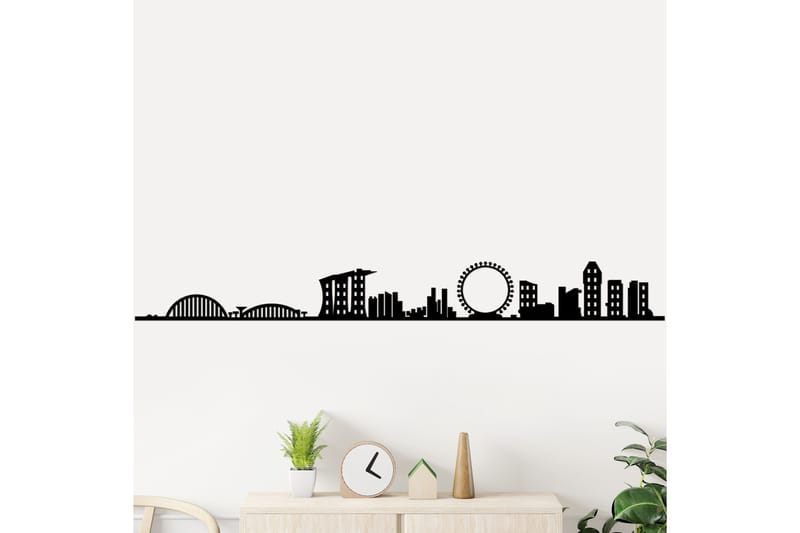 Singapore Skyline Väggdekor - Svart - Inredning & dekor - Väggdekor - Skyltar - Plåtskylt