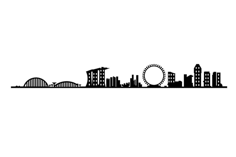 SINGAPORE SKYLINE Väggdekor Svart - Inredning & dekor - Väggdekor - Skyltar - Plåtskylt