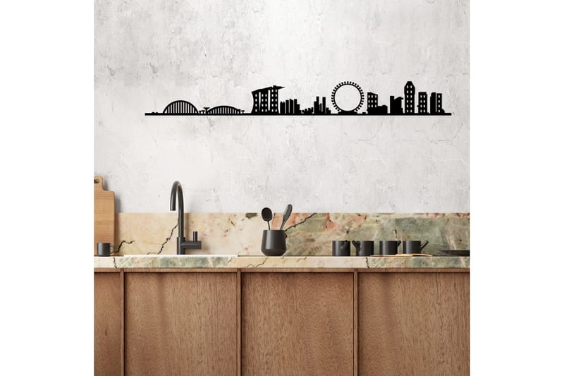 Singapore Skyline Väggdekor - Svart - Inredning & dekor - Väggdekor - Skyltar - Plåtskylt