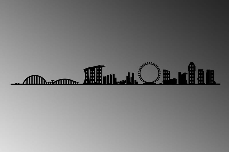 Singapore Skyline Väggdekor - Svart - Inredning & dekor - Väggdekor - Skyltar - Plåtskylt