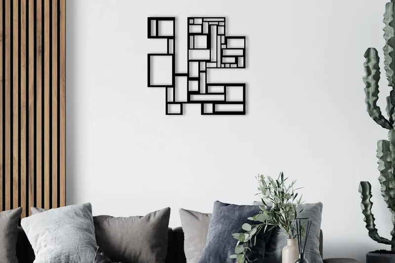 Squares Metal Decor Väggdekor, Svart