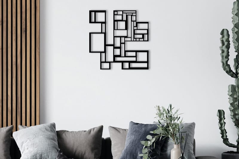 Squares Metal Decor Väggdekor, Svart