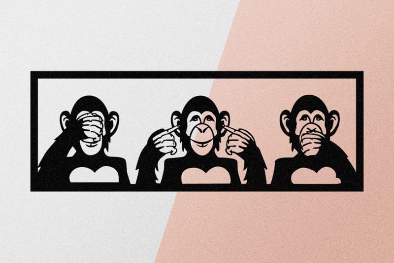 THREE MONKEYS L Väggdekor Svart - Inredning & dekor - Väggdekor - Skyltar - Plåtskylt
