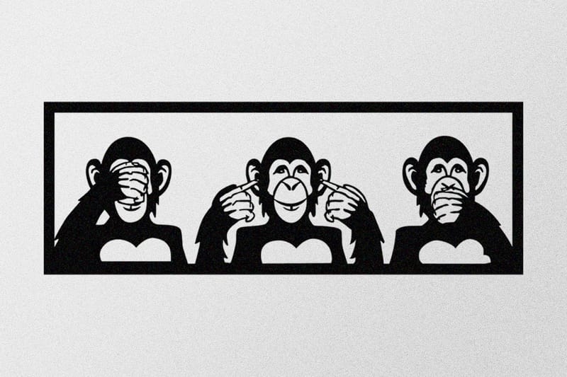 Three Monkeys L Väggdekor, Svart