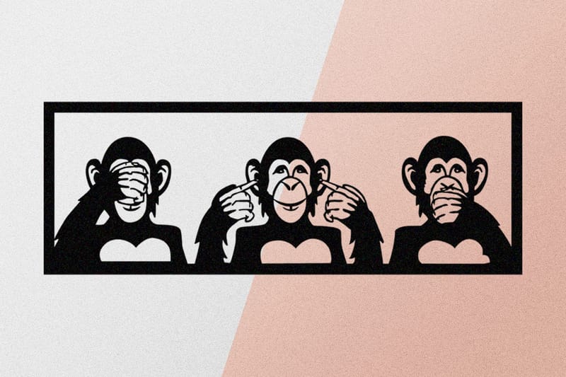 Three Monkeys L Väggdekor - Svart - Inredning & dekor - Väggdekor - Skyltar - Plåtskylt