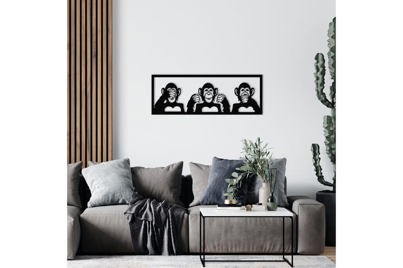 Three Monkeys L Väggdekor - Svart - Inredning & dekor - Väggdekor - Skyltar - Plåtskylt