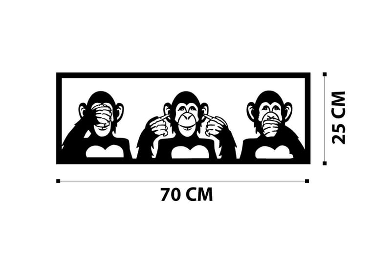 THREE MONKEYS M Väggdekor Svart - Inredning & dekor - Väggdekor - Skyltar - Plåtskylt