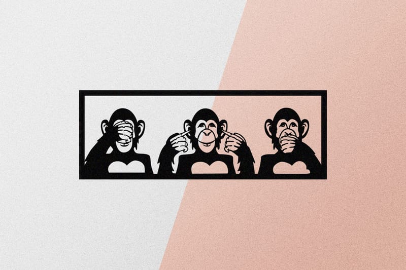 THREE MONKEYS M Väggdekor Svart - Inredning & dekor - Väggdekor - Skyltar - Plåtskylt