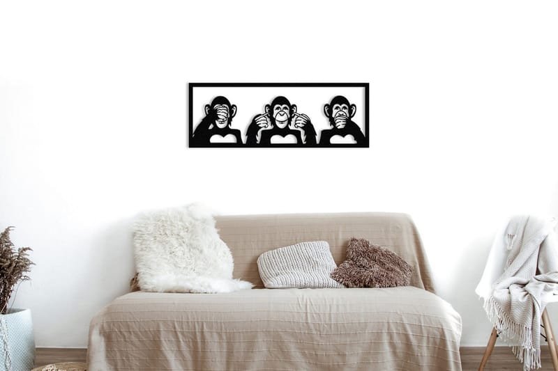 Three Monkeys M Väggdekor - Svart - Inredning & dekor - Väggdekor - Skyltar - Plåtskylt