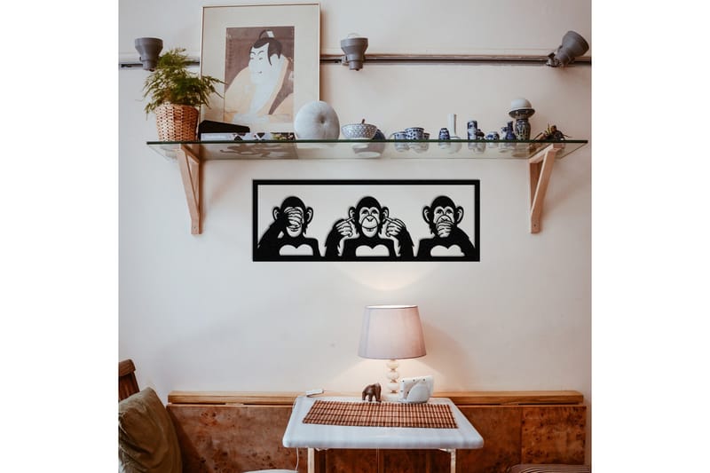 Three Monkeys M Väggdekor - Svart - Inredning & dekor - Väggdekor - Skyltar - Plåtskylt
