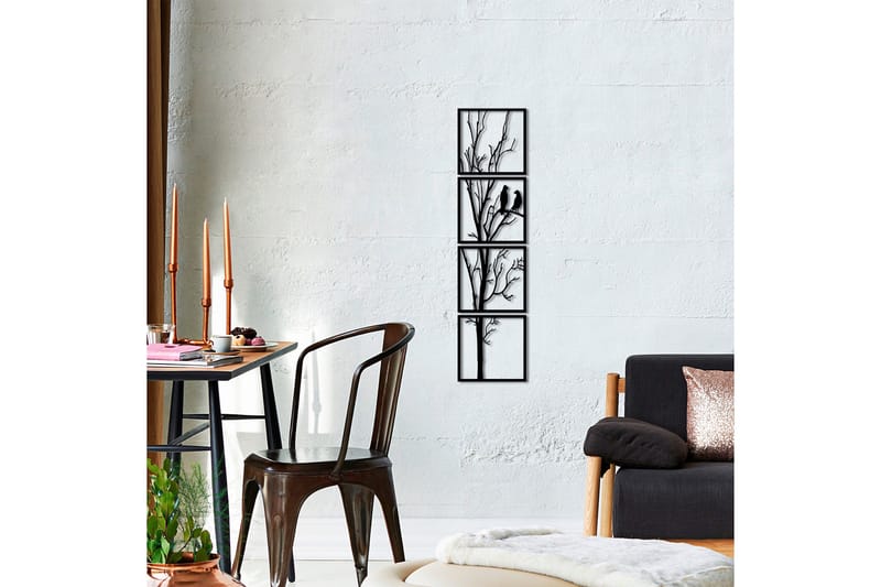 Tree And Birds 30 cm Väggdekor - Svart - Inredning & dekor - Väggdekor - Skyltar - Plåtskylt