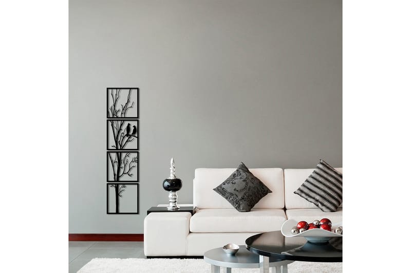 Tree And Birds 30 cm Väggdekor - Svart - Inredning & dekor - Väggdekor - Skyltar - Plåtskylt