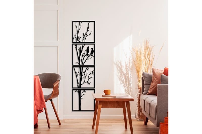 Tree And Birds 44 cm Väggdekor - Svart - Inredning & dekor - Väggdekor - Skyltar - Plåtskylt