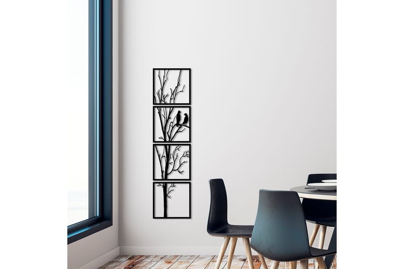 Tree And Birds 44 cm Väggdekor - Svart - Inredning & dekor - Väggdekor - Skyltar - Plåtskylt
