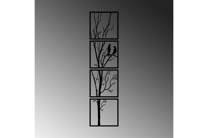 Tree And Birds 44 cm Väggdekor - Svart - Inredning & dekor - Väggdekor - Skyltar - Plåtskylt