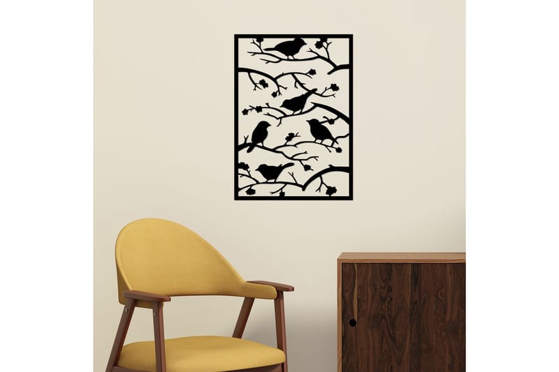 Tree Branch Birds Väggdekor - Svart - Inredning & dekor - Väggdekor - Skyltar - Plåtskylt