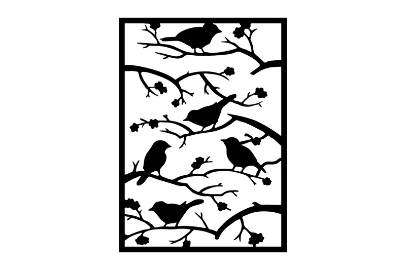Tree Branch Birds Väggdekor - Svart - Inredning & dekor - Väggdekor - Skyltar - Plåtskylt