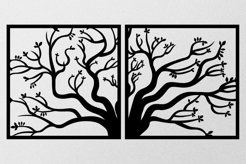 Tree Metal Decor Väggdekor, Svart