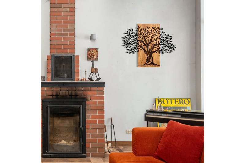 Tree Wooden Wall Accessory Väggdekor - Svart/Valnöt - Inredning & dekor - Väggdekor - Skyltar - Plåtskylt