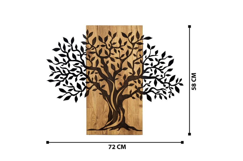 Tree Wooden Wall Accessory Väggdekor - Svart/Valnöt - Inredning & dekor - Väggdekor - Skyltar - Plåtskylt