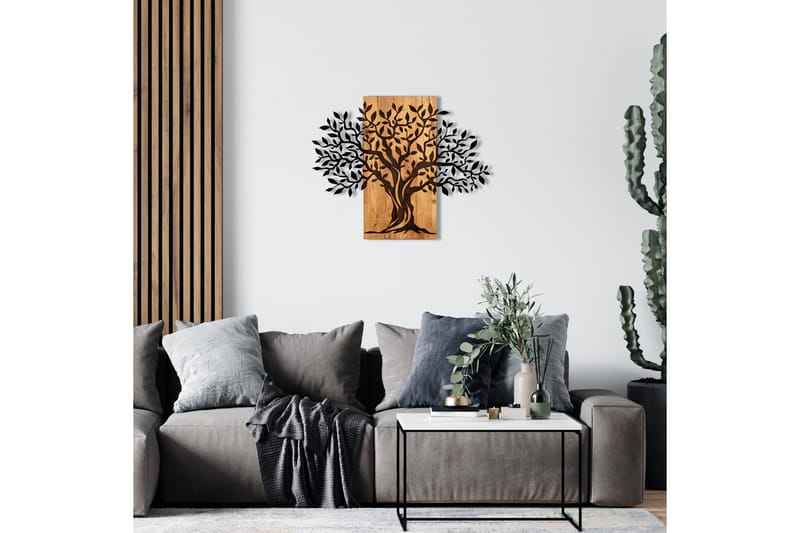 Tree Wooden Wall Accessory Väggdekor - Svart/Valnöt - Inredning & dekor - Väggdekor - Skyltar - Plåtskylt