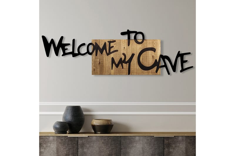 Welcome To My Cave Väggdekor - Svart/Valnöt - Inredning & dekor - Väggdekor - Skyltar - Plåtskylt
