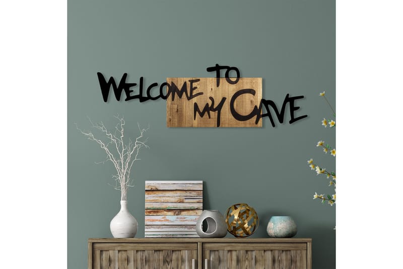 Welcome To My Cave Väggdekor - Svart/Valnöt - Inredning & dekor - Väggdekor - Skyltar - Plåtskylt