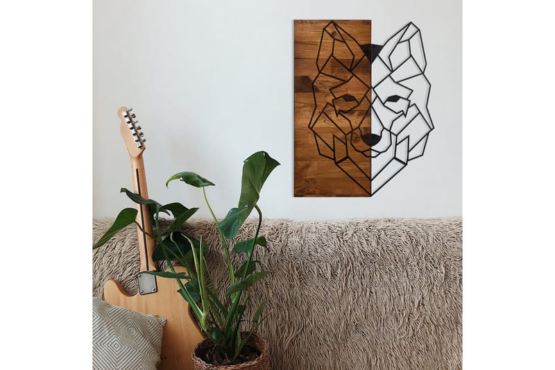 Wolf 1 Väggdekor - Svart/Valnöt - Inredning & dekor - Väggdekor - Skyltar - Plåtskylt