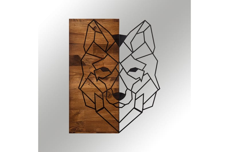 Wolf 1 Väggdekor - Svart/Valnöt - Inredning & dekor - Väggdekor - Skyltar - Plåtskylt