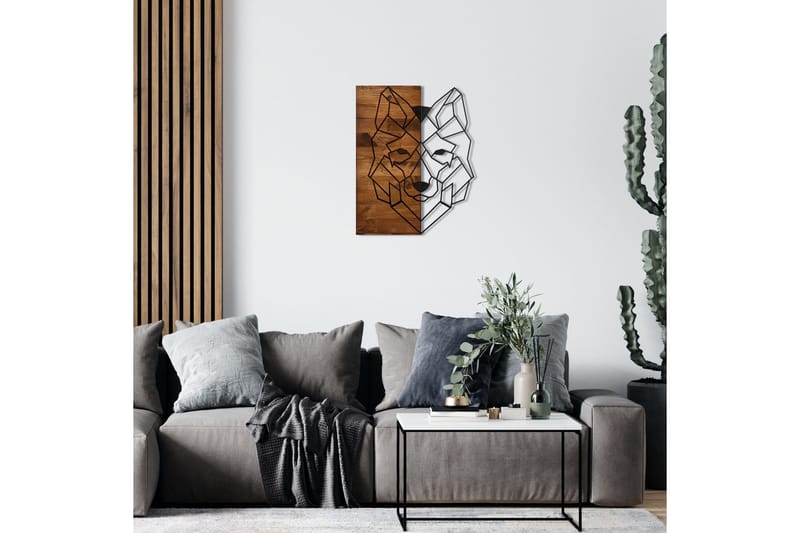 Wolf 1 Väggdekor - Svart/Valnöt - Inredning & dekor - Väggdekor - Skyltar - Plåtskylt