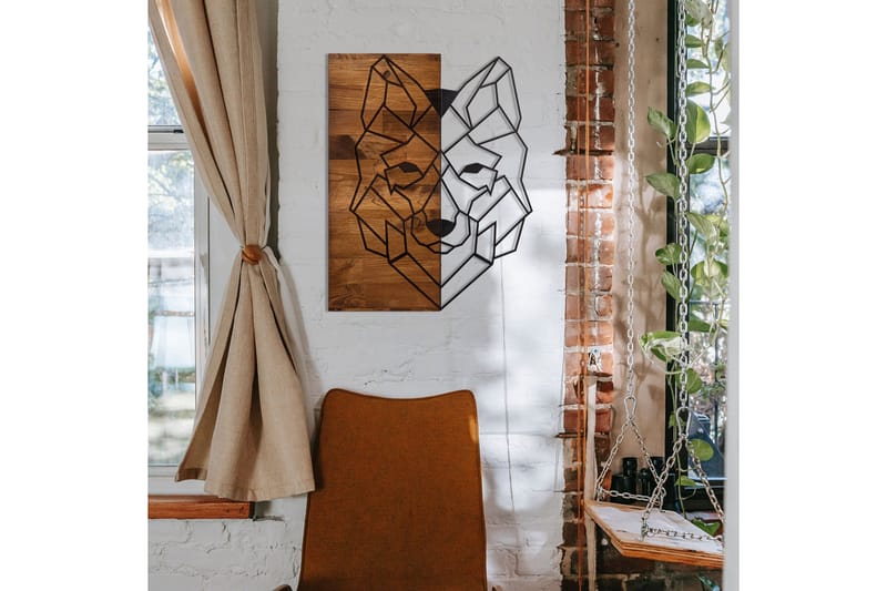 Wolf 1 Väggdekor - Svart/Valnöt - Inredning & dekor - Väggdekor - Skyltar - Plåtskylt