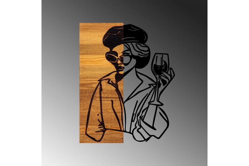 Woman 2 Väggdekor - Svart/Ljus Valnöt - Inredning & dekor - Väggdekor - Skyltar - Plåtskylt