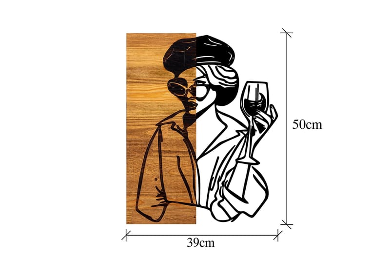 Woman 2 Väggdekor - Svart/Ljus Valnöt - Inredning & dekor - Väggdekor - Skyltar - Plåtskylt