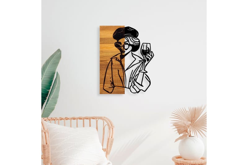 Woman 2 Väggdekor - Svart/Ljus Valnöt - Inredning & dekor - Väggdekor - Skyltar - Plåtskylt