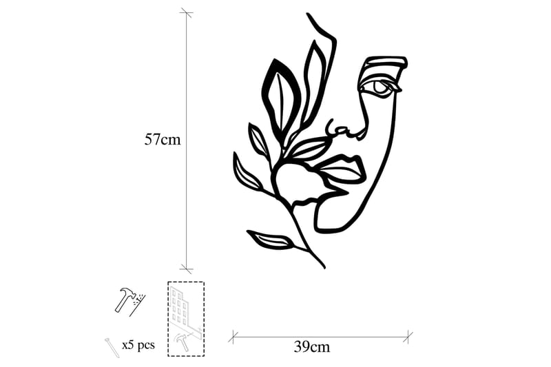 Woman Face Behind The Branch Väggdekor - Svart - Inredning & dekor - Väggdekor - Skyltar - Plåtskylt