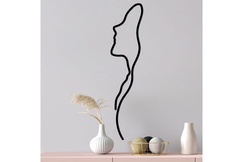 Woman Face Profile Väggdekor - Svart - Inredning & dekor - Väggdekor - Skyltar - Plåtskylt