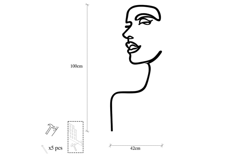 Woman Profile Väggdekor - Svart - Inredning & dekor - Väggdekor - Skyltar - Plåtskylt