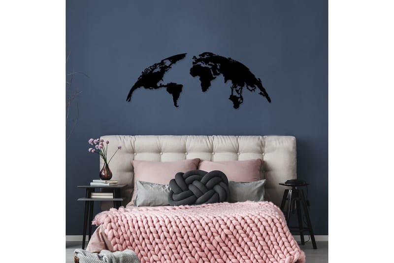 World Map 1 Large Väggdekor - Svart - Inredning & dekor - Väggdekor - Skyltar - Plåtskylt